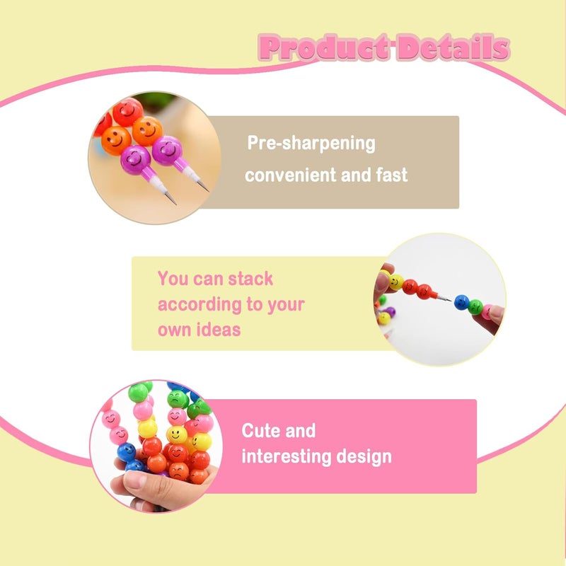 IEFFPIN 30 PCS Cute Stackable Pencil, Plastic Pencil Bulk, Funny Stacking Pencils, Cartoon Pencils for Writing, Drawing - Image 2